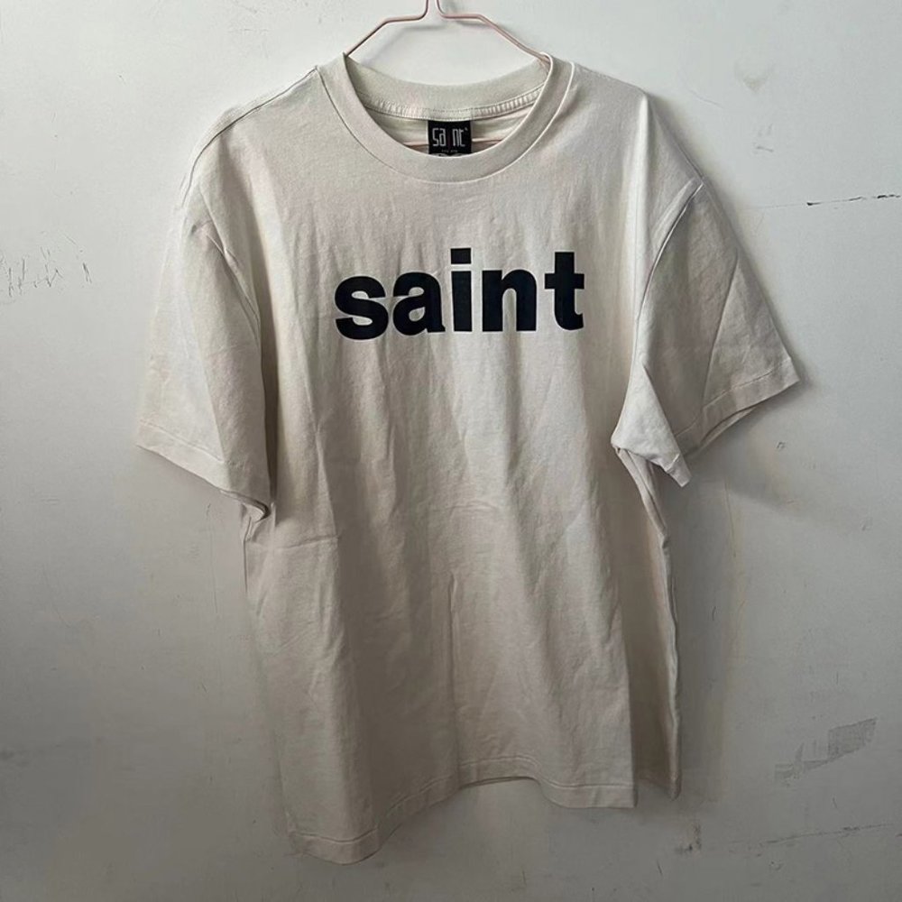 Saint Michael Door Logo T-shirt Cream